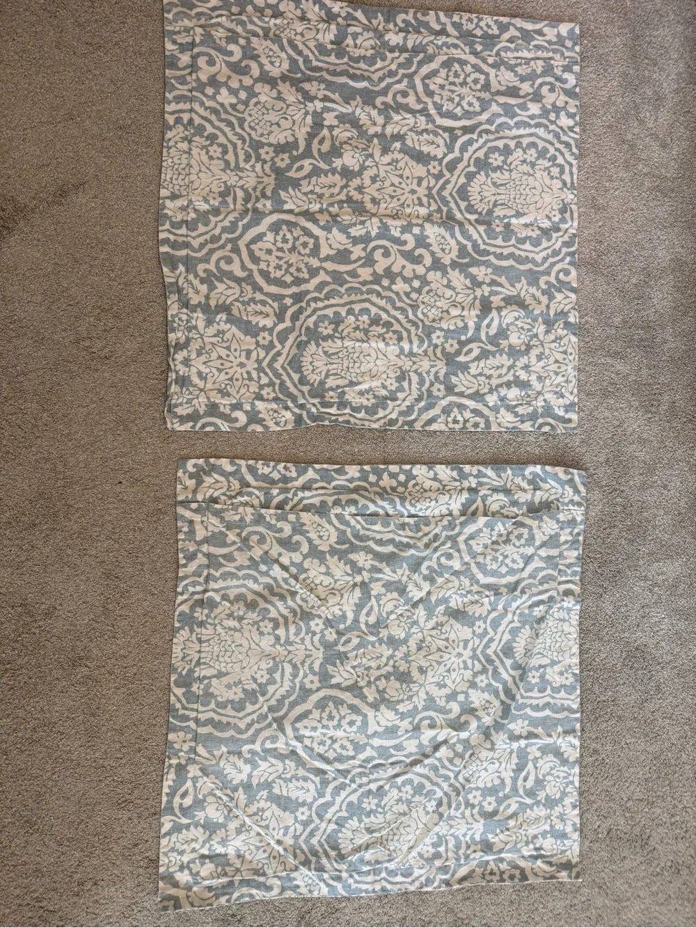 Pottery Barn Damask Floral Pineapple Blue and White European Shams - Set of 2